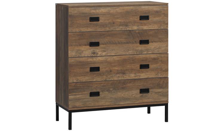 HOMCOM 4 Drawer Storage Organiser Unit with Metal Frame - Brown