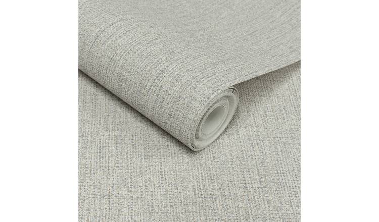 Grandeco Twill Plain Fabric Textured Wallpaper - Grey