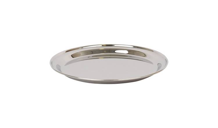 Argon Tableware Round Stainless Steel Serving Tray - 35.5cm