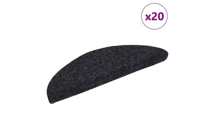 Walplus Pack of 20 Self-Adhesive Half Round Stair Mats - Black - 56 x 17 cm