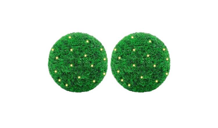 Walplus Pack of 2 Boxwood Balls with LED Lights - Green - 35 cm