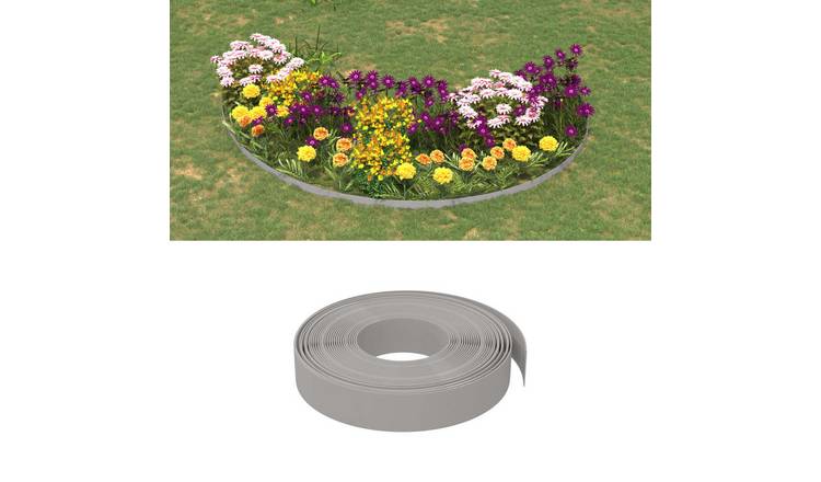 Walplus Pack of 5 Polyethylene Garden Edgings - Grey - 1000 x 10 cm