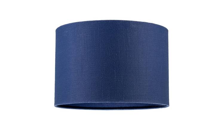 Happy Homewares Navy Peony Blue Textured Linen Fabric Circular Lampshade - 30cm
