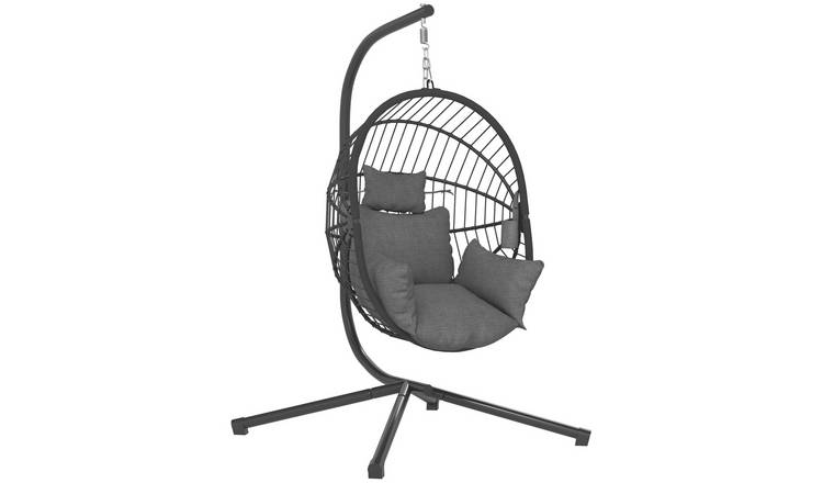 Outsunny Garden Egg Swing Chair with Thick Cushion - Grey
