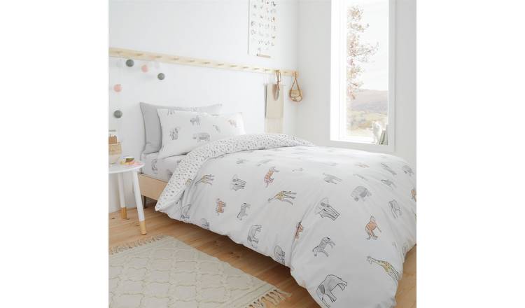 Bianca Zoo Animals Duvet Cover Set - Junior - White