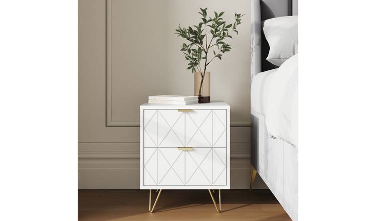 GFW Alora 2 Drawer Bedside Table Pair - White