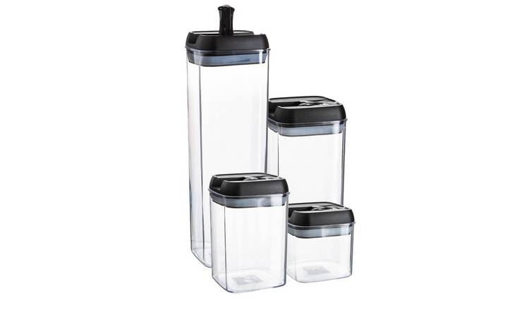 Argon Tableware 14 Piece Flip Lock Plastic Food Storage Containers Set - Black