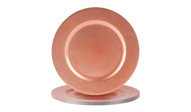 Argon Tableware Metallic Charger Plates - Rose Gold - Set of 6