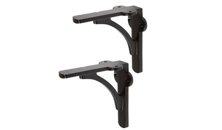 Hammer & Tongs Curved Iron Shelf Bracket - Black - Set of 2
