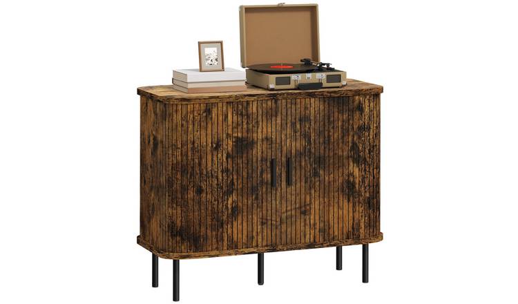 HOMCOM Modern Storage Sideboard with Sliding Doors and Steel Legs - Brown