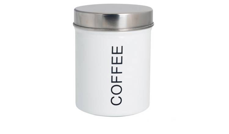 Harbour Housewares Round Metal Kitchen Coffee Canister - White