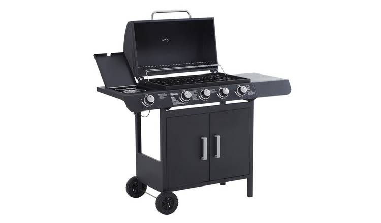 Outsunny Wheeled Steel LPG Gas Barbecue - Black
