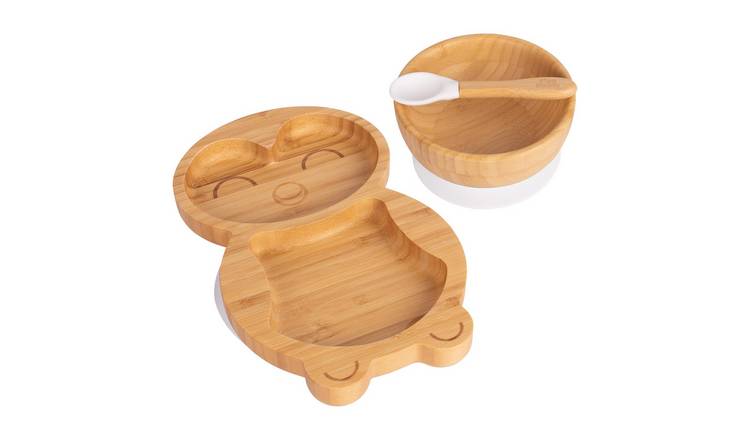 Tiny Dining Children's Bamboo Suction Penguin Dinner Set - White