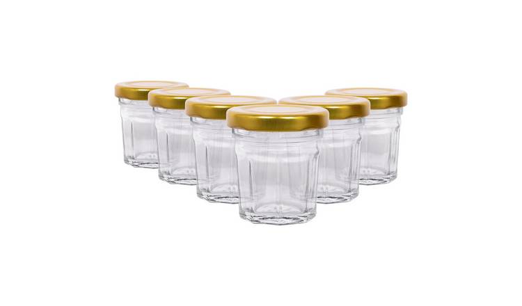 Argon Tableware Glass Jam Jars with Lids - Pack of 6
