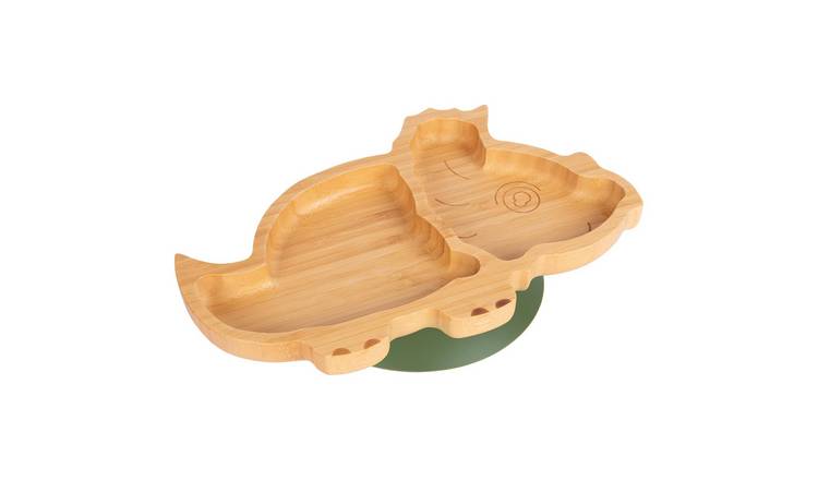 Tiny Dining Dinosaur Bamboo Suction Plate - Olive Green