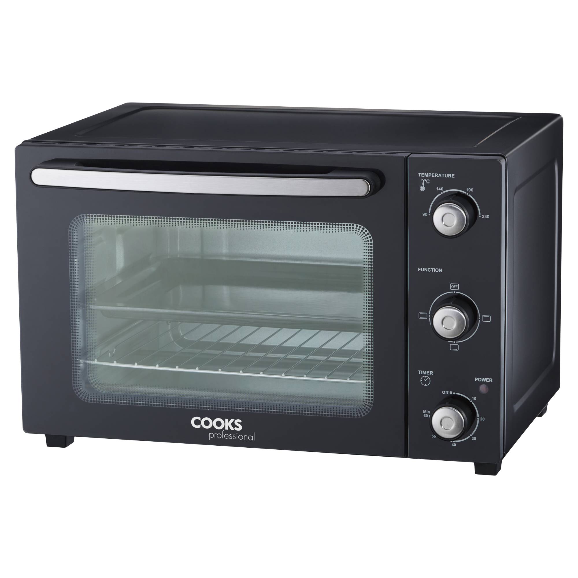 Cooks Professional 34L Mini Oven Countertop Cooker - Black/Silver - Image 1