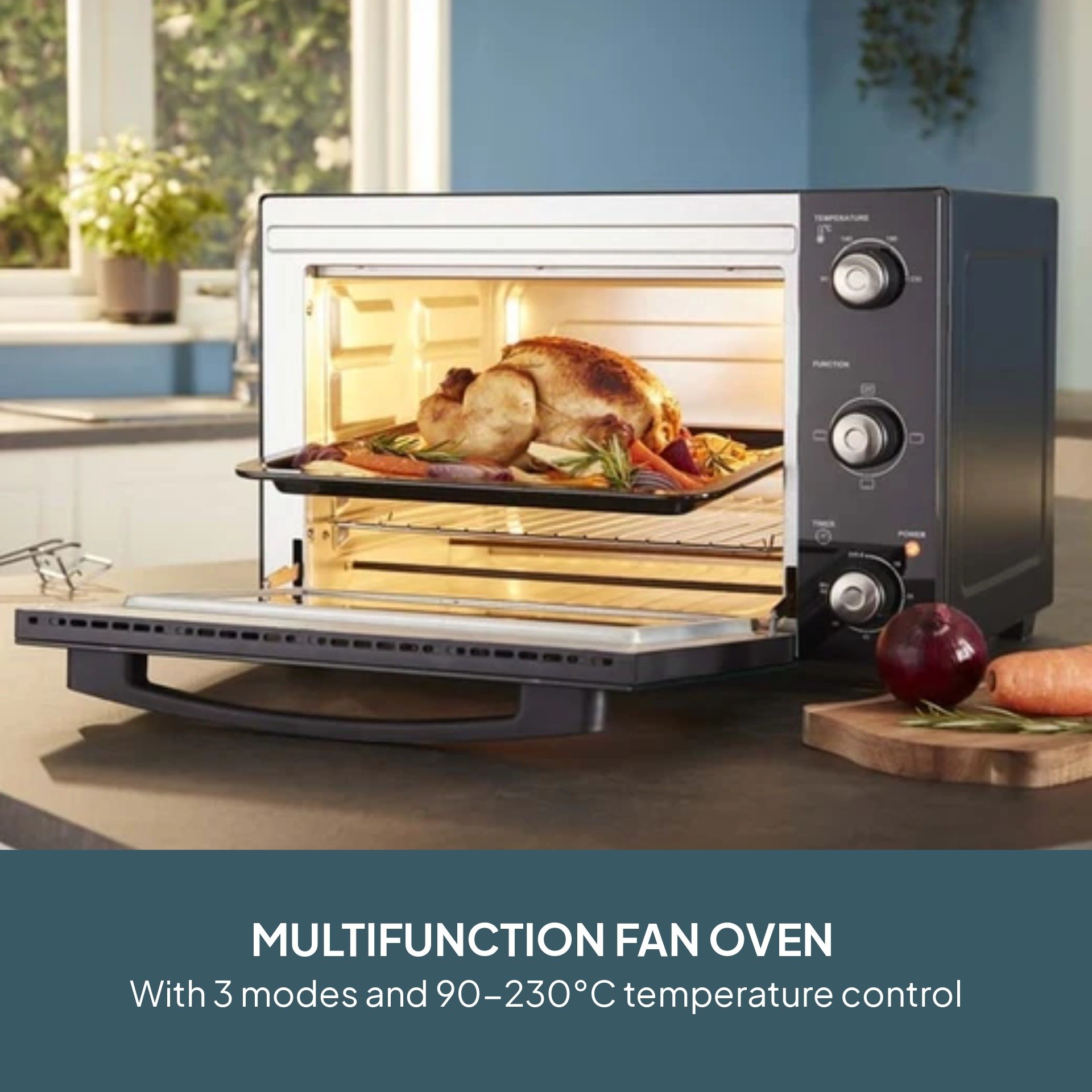 Cooks Professional 34L Mini Oven Countertop Cooker - Black/Silver - Image 3