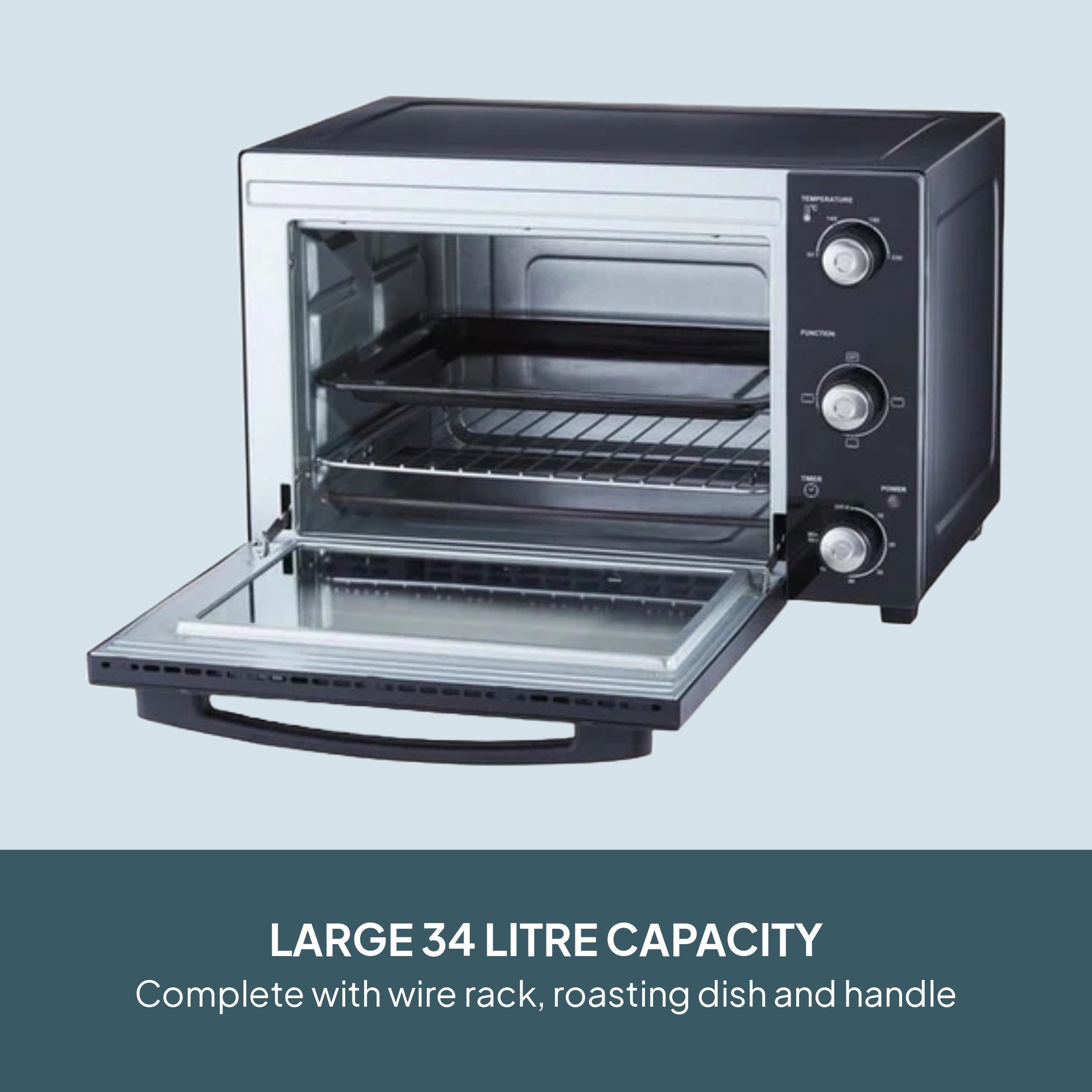 Cooks Professional 34L Mini Oven Countertop Cooker - Black/Silver - Image 5
