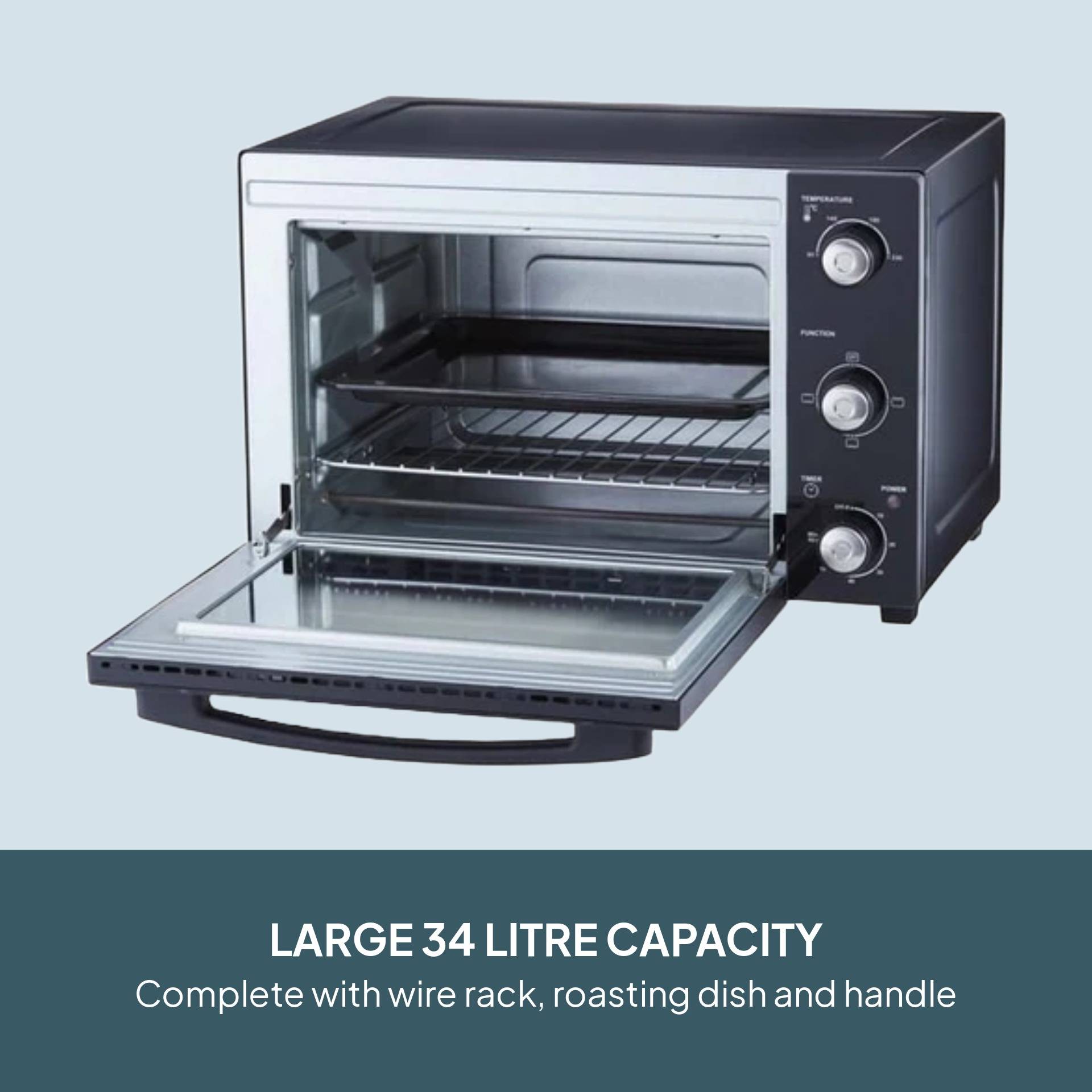 Cooks Professional 34L Mini Oven Countertop Cooker - Black/Silver - Image 5