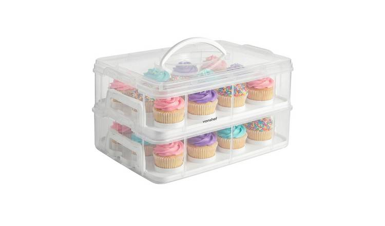 VonShef 24 Muffin 2 Tier Stackable Cupcake Carrier - Bake Holder