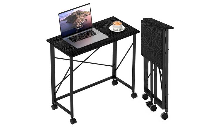 HOMCOM Mdf Foldable Computer Desk with Wheels - Black