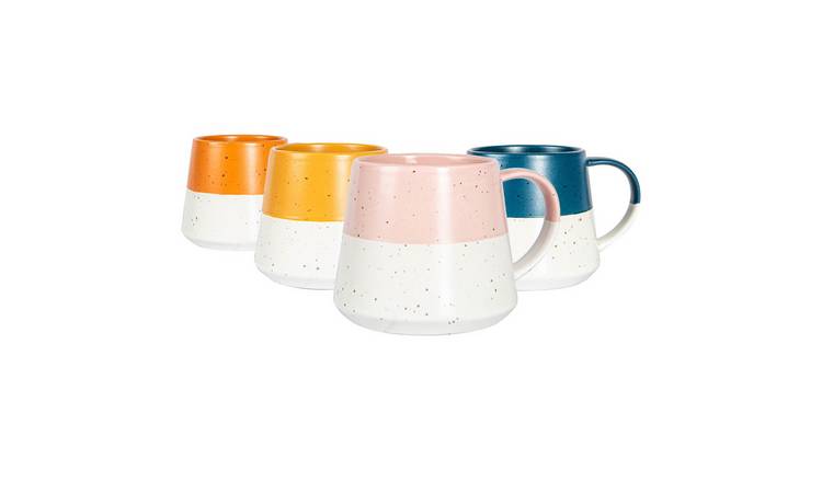 Nicola Spring Ceramic Dipped Flecked Belly Coffee Mugs - 370ml - 4 Colours