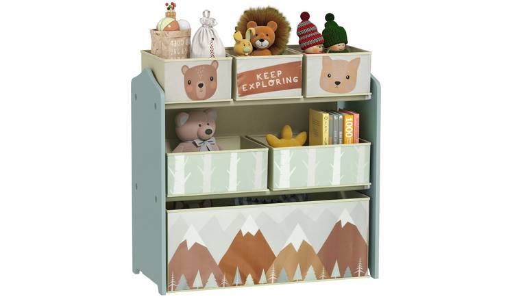 Zonekiz Kids 63 x 30 x 66cm 6 Fabric Bins Toy Storage Unit - Green