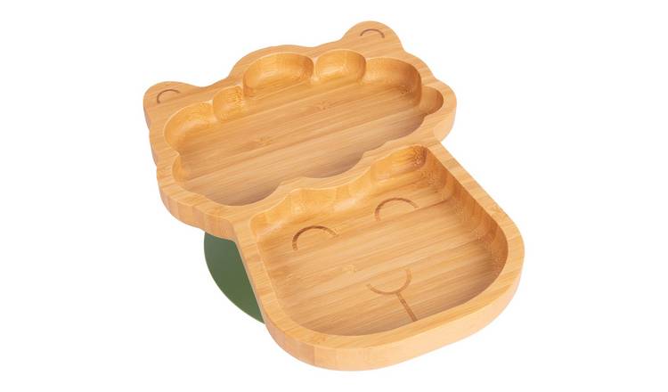 Tiny Dining Llama Bamboo Suction Plate - Olive Green