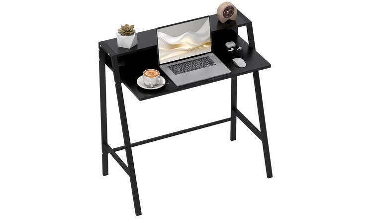 HOMCOM Writing Storage Shelf Desk Computer Table - Black