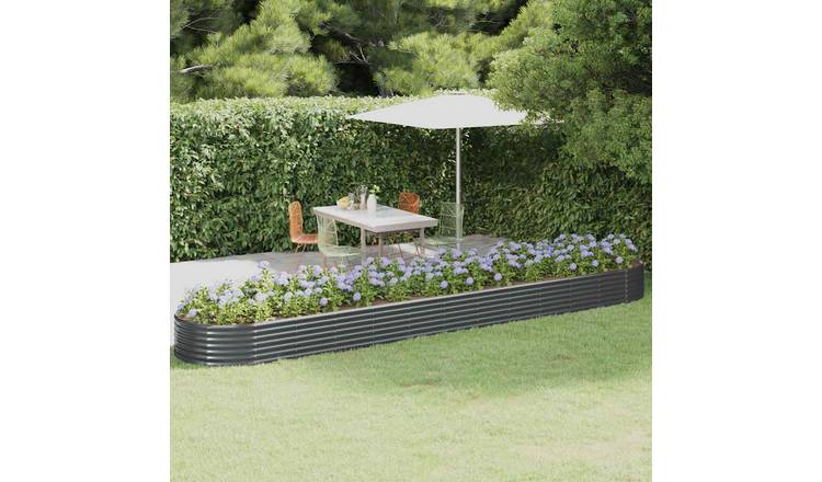 Walplus Galvanised Steel Raised Garden Bed - Anthracite - 507 x 100 x 36 cm