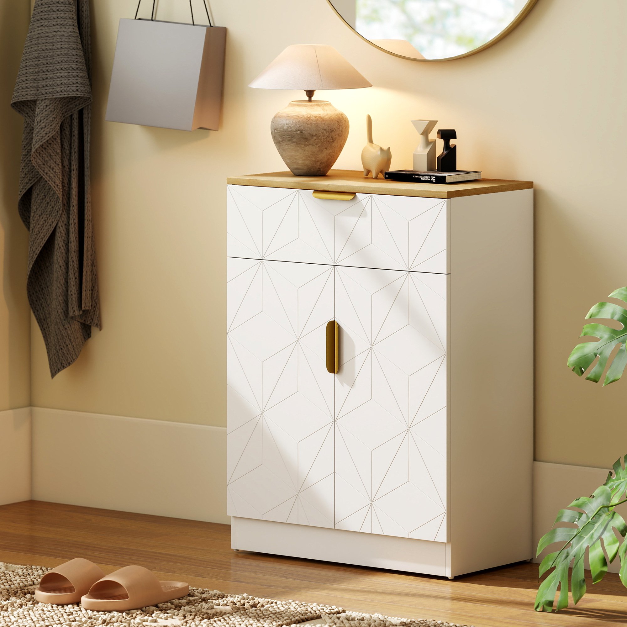 HOMCOM Modern Storage Sideboard with Adjustable Shelves - White - Image 3