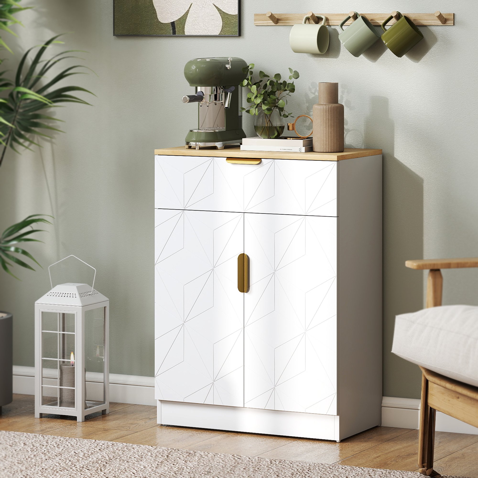 HOMCOM Modern Storage Sideboard with Adjustable Shelves - White - Image 5