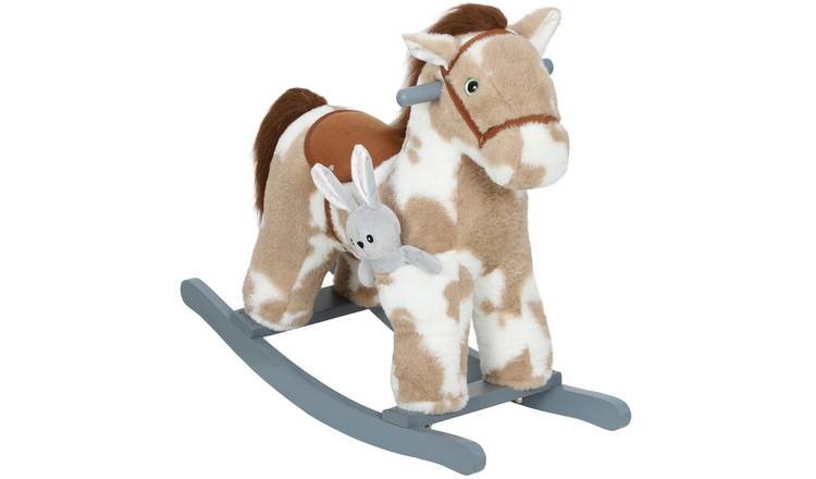 AIYAPLAY Plush Realistic Sound Baby Rocking Horse - Brown