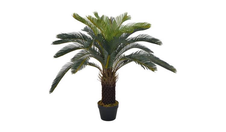 Walplus Artificial Cycas Palm with Pot - Green and Brown - 90 cm