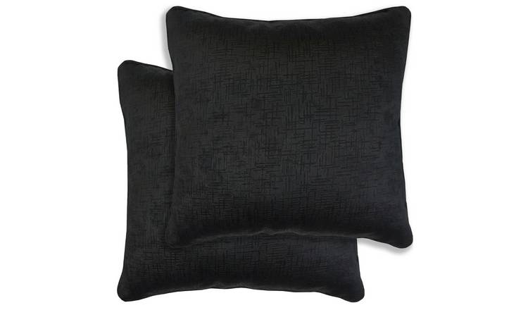 Enhanced Living Vogue Textured Cushion Covers - 43 x 43cm - Black
