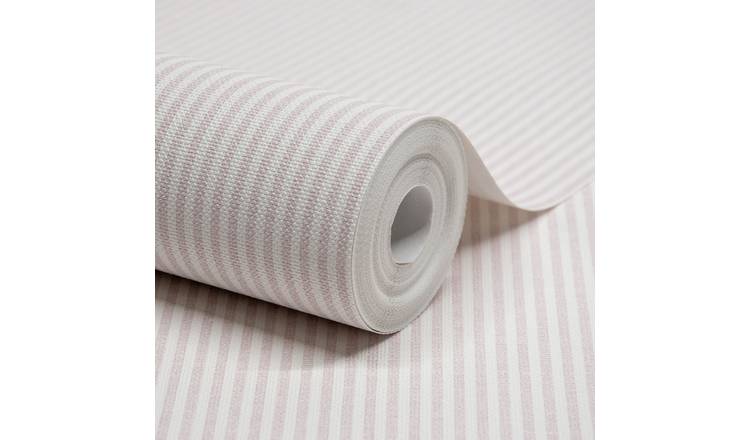 Grandeco Pinstripe Nursery Textured Wallpaper - Pink