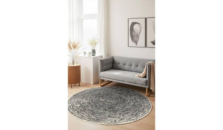 Hanse Home Grey Gloria Cavallo Abstract Round Rug - 120cm