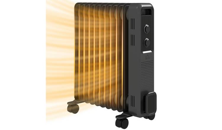 HOMCOM Portable 11 Fin Oil Filled Radiator with 3 Heat Settings - Grey