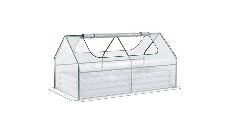 Outsunny Steel Raised Garden Bed with Greenhouse - Clear