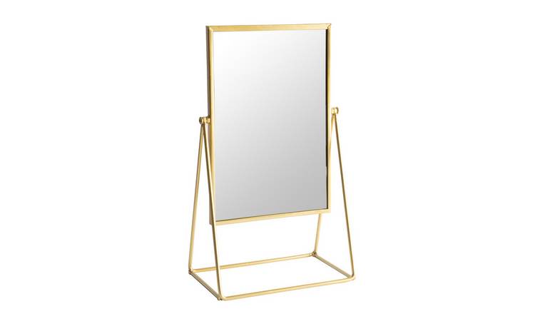 Harbour Housewares Rectangle Makeup Mirror - Gold - 32 x 39cm