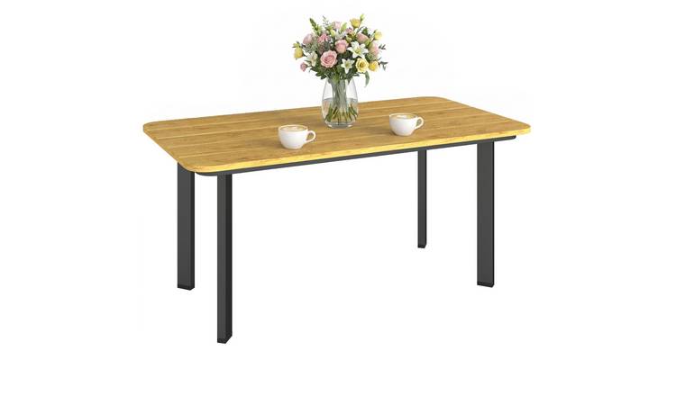 Outsunny Garden Side Table with Metal Frame - Brown