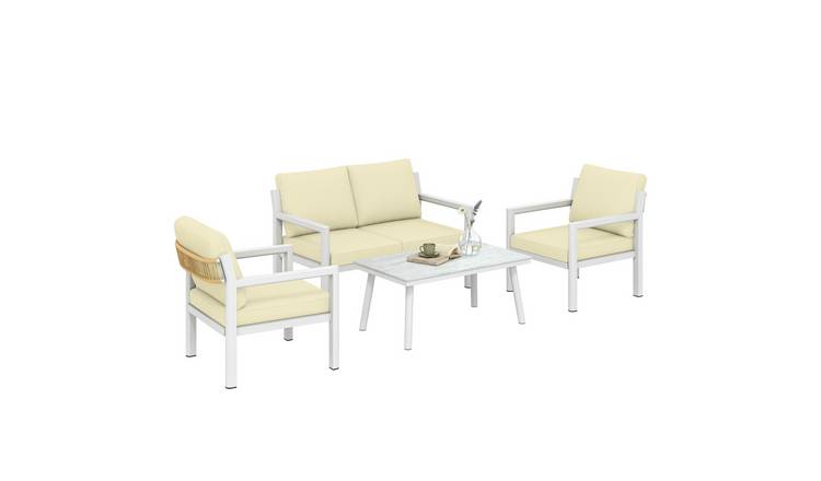 Outsunny 4 Seater Rattan Furniture Set - Beige