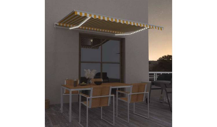 Walplus Electric Polyester Retractable Awning - Yellow and White - 400x300 cm
