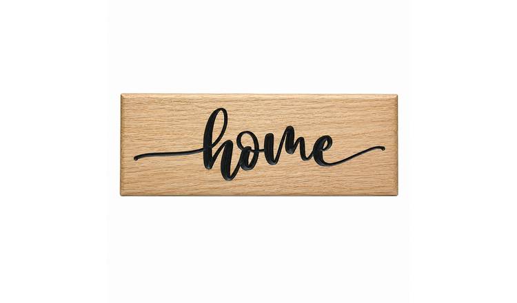 Peak Heritage Engraved Oak Sign - L30cm - Home