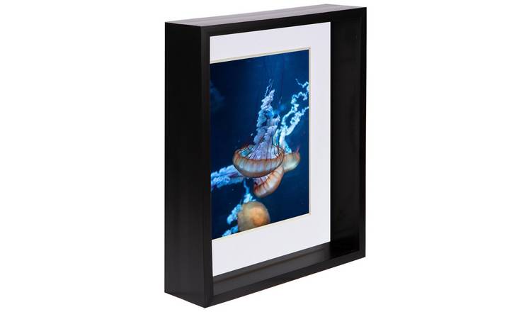 Nicola Spring 8" x 10" Black 3D Deep Box Photo Frame 5" x 7" White Mount