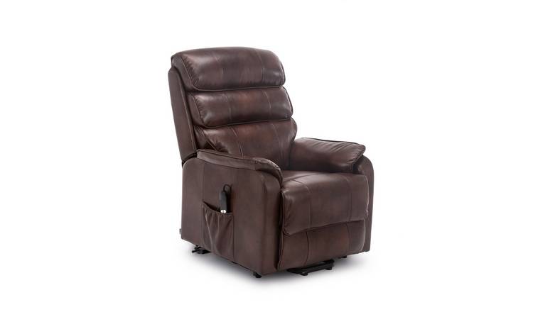 Furniture Online Buckingham Single Motor Rise Recliner Leather Chair - Brown