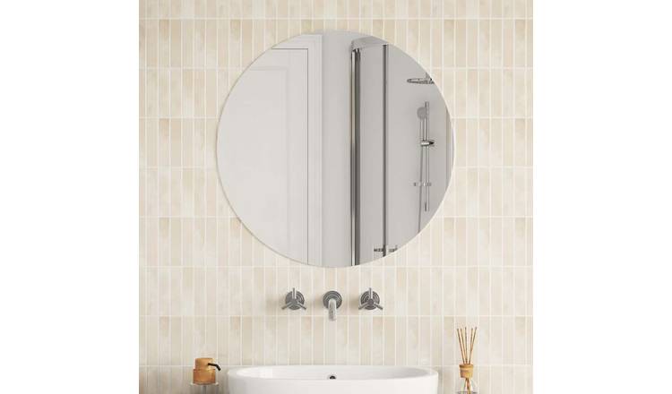 Walplus Round Glass Wall Mirror - Silver - 70 cm