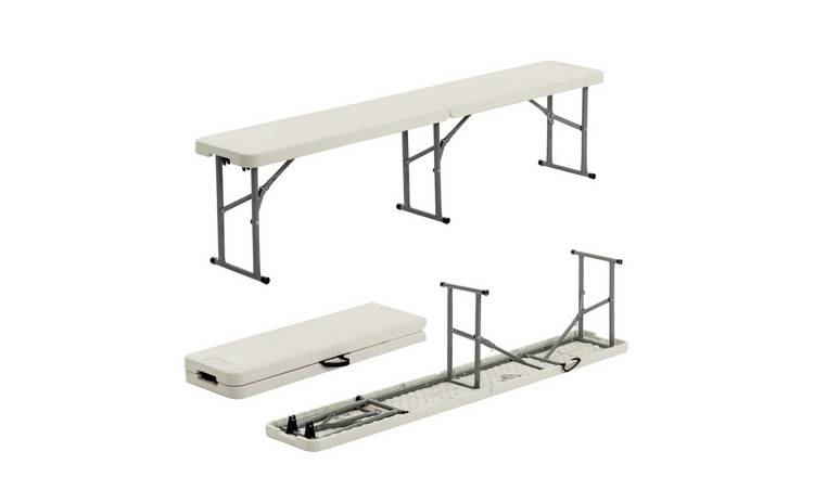 Harbour Housewares 4 Person Folding Trestle Benches - White - Pack of 2