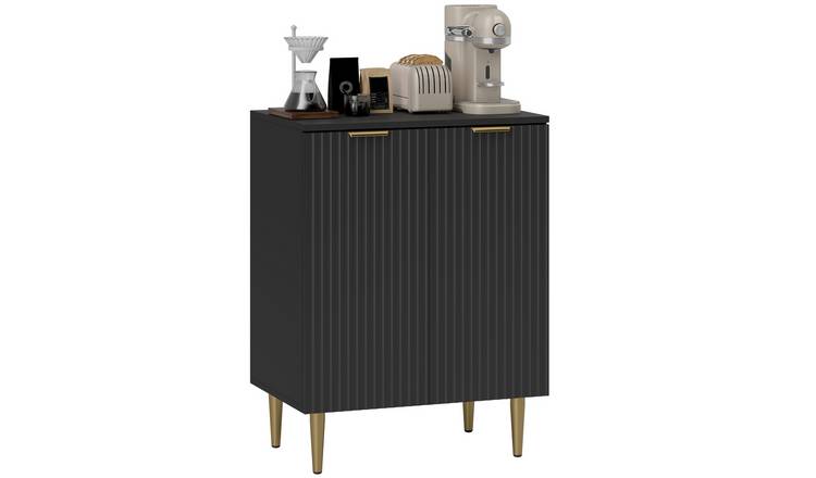 HOMCOM Modern Storage Sideboard with 2 Doors and Metal Legs - Black