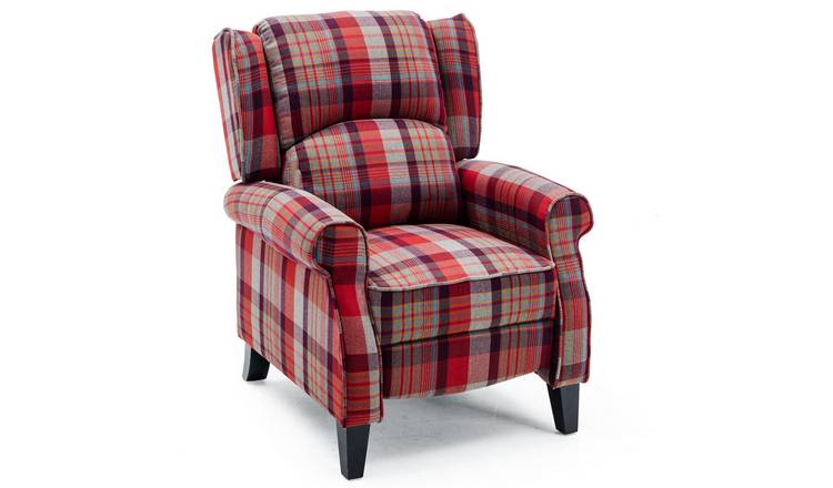 Furniture Online Eaton Wingback Fabric Pushback Recliner Chair - Red